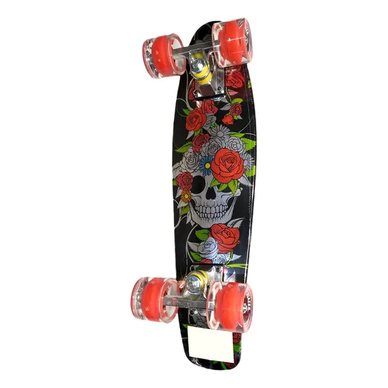 Patineta Cruiser Tipo Penny Rosas Mini Skate Llanta Led
