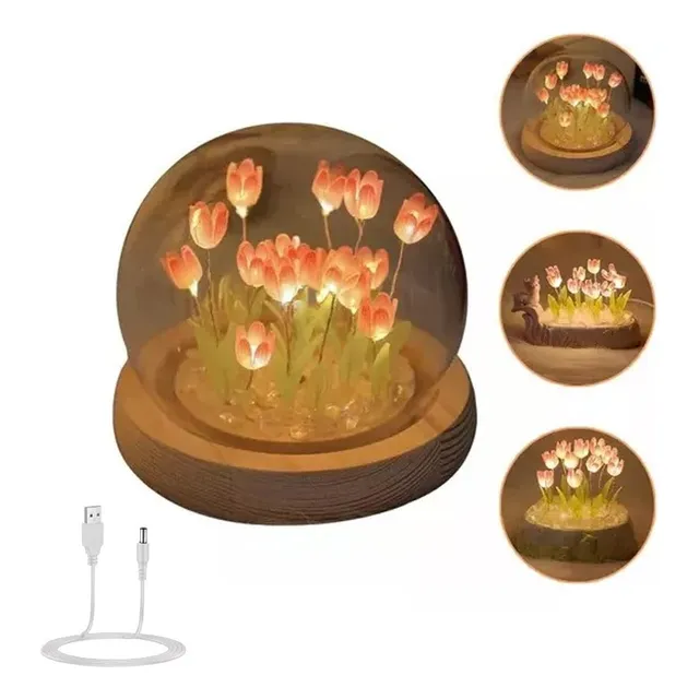 Romántica Noche De Tulipanes Led Para Niña Con Flores, Regal