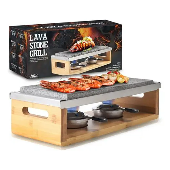 Parrilla De Mesa De Piedra Volcánica Para Carne, Sin Humo, I