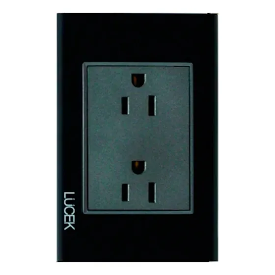 25 Pz Placa Cristal Con Contacto Duplex Bp06 Color Cristal Anonizado Negro