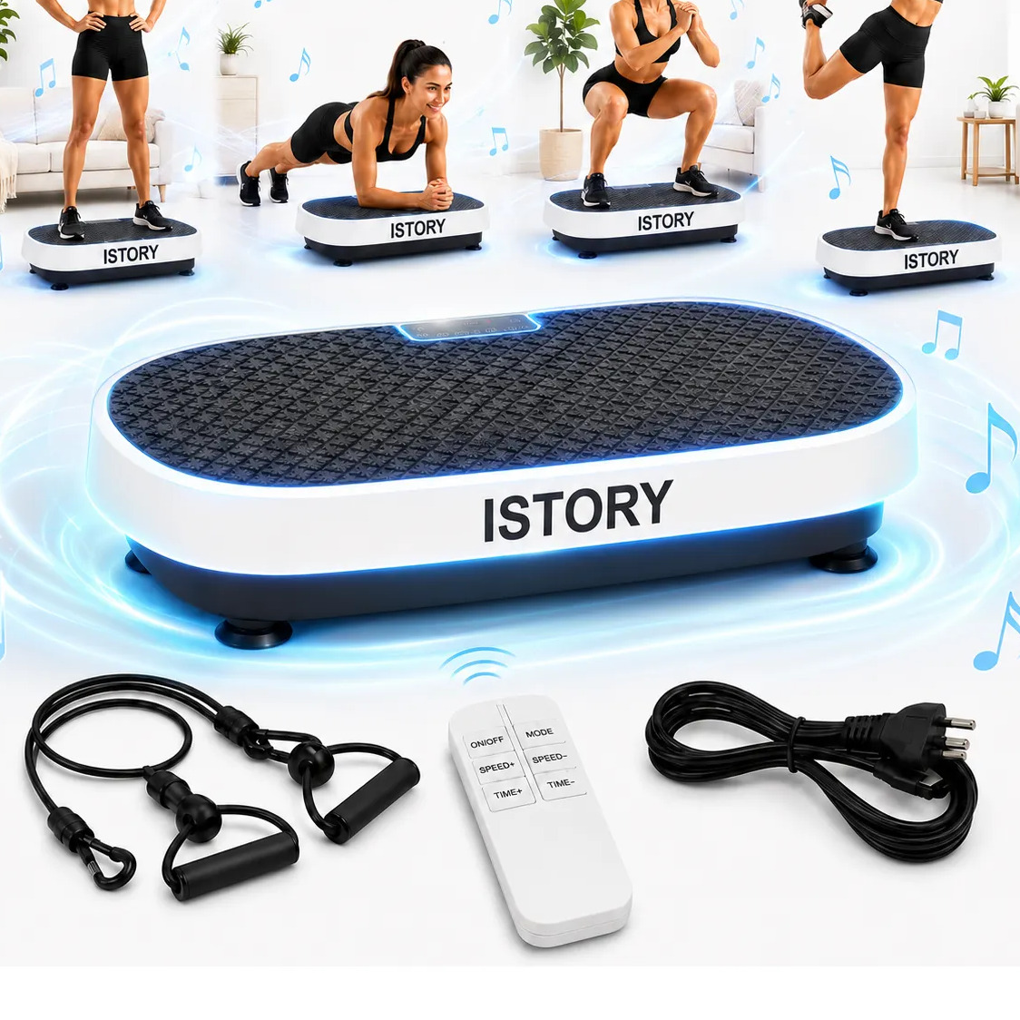 Plataforma Vibratória 199 Níveis Controle Remoto Bluetooth Branco 110v/220v