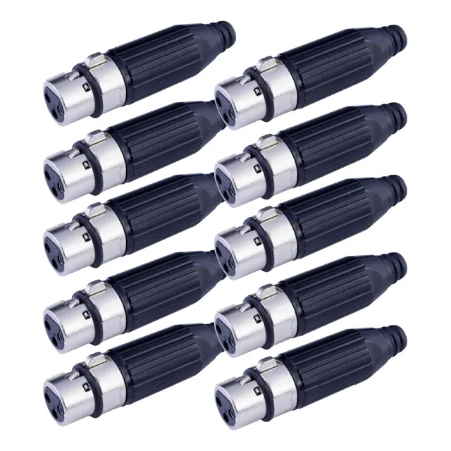 Schalter Conector 3 Pines Xlr Hembra Alto Rendimiento 10 Pz