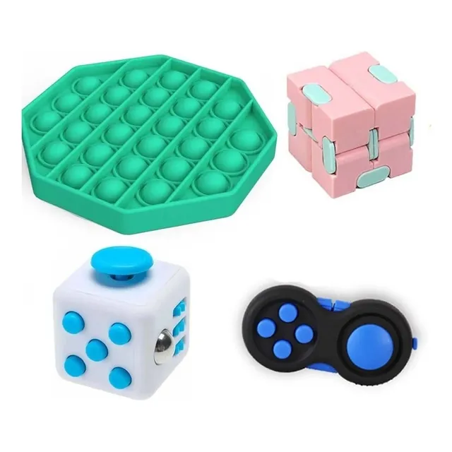 Conjunto De 4 Brinquedos Para Alívio Do Estresse Fidget Cube