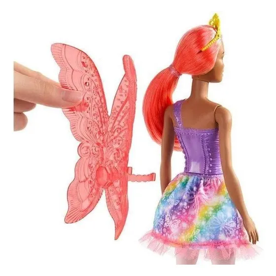Boneca Barbie Negra Dreamtopia Fada Cabelo Rosa - Mattel