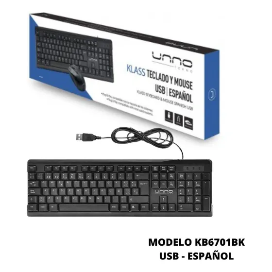 Teclado Unno Tekno Usb Español Negro Kb6701bk