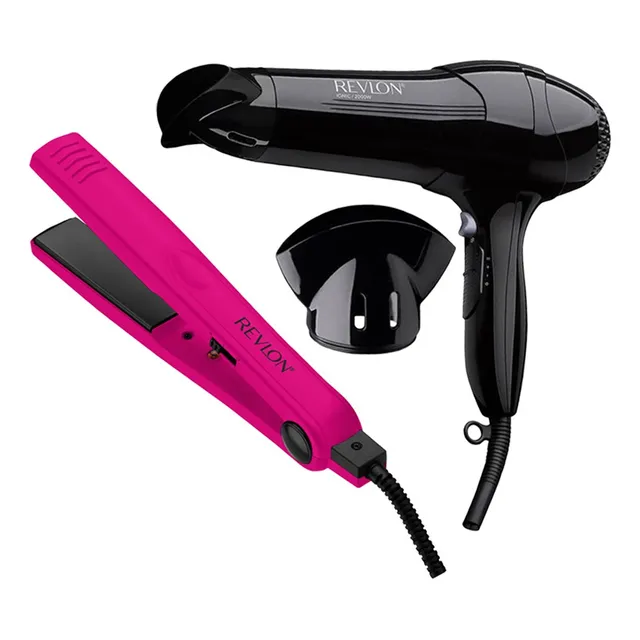 Combo Secadora Control Frizz + Alisadora Céramica Rosa