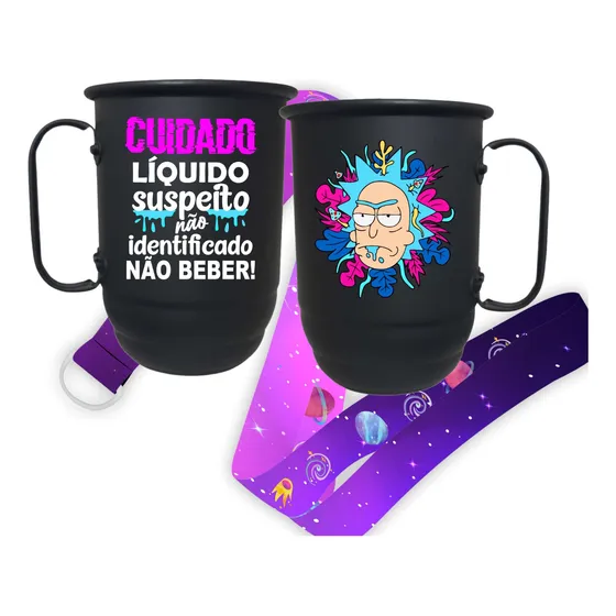 Caneca Alumínio Rick And Morty Com Tirante Personalizado