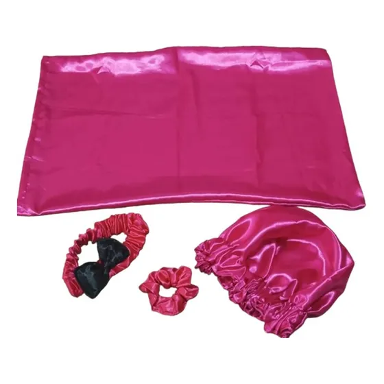 Kit De Satin Gorro + Funda + Scrunchie + Bandana