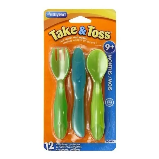 Juego De Cubiertos Para Niños Bebes 12  Piezas Take & Toss