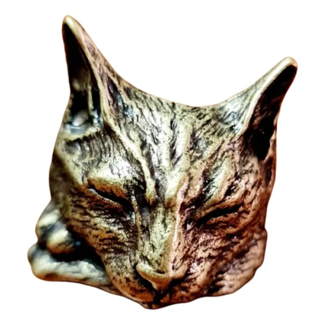 Anillo Con Cabeza De Gato Ojos Cerrados