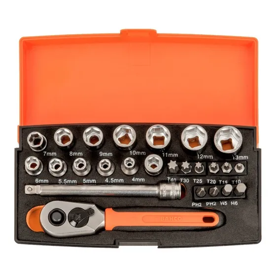 Juego Bahco De Dados Milimetrico, Cuadro 1/4  25pzas, Sbsl25