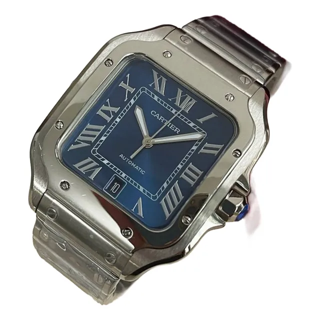 Relógio Cartier Santos Aço Inox Marcadores Romano Automático