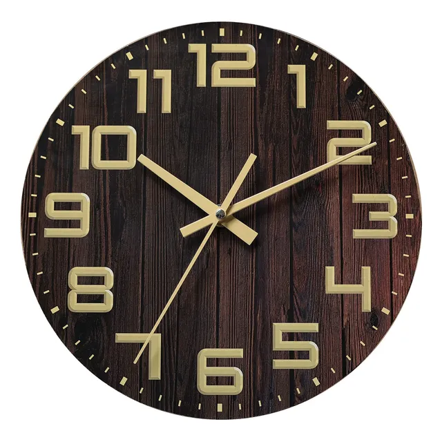 Reloj Pared Nc Decoracion Marron Oscuro Silencioso Moderno
