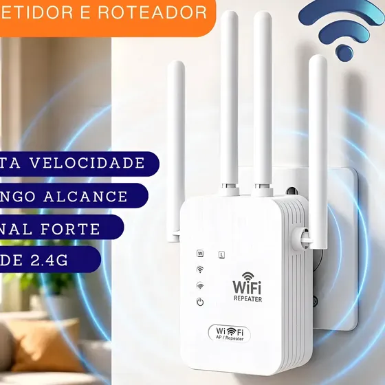 Repetidor Sinal Wifi 4 Antenas Alta Estabilidade Longo Alcance 300mbps Wi-fi Internet Potente Fácil Instalação Roteador Wireless Gotwire? Amplificador Sem Fio Turbo Cobertura Estendida Casa Escritorio
