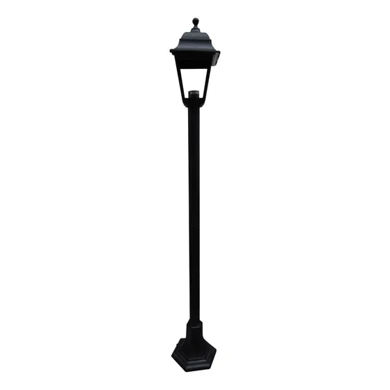 Farol Pedestal 1,22m Sintético Negro Ip44 Máximo E27 4 Caras
