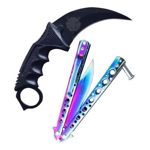 Kit Pescoço Karambit + Canivete Butterfly Borboleta Cs Go