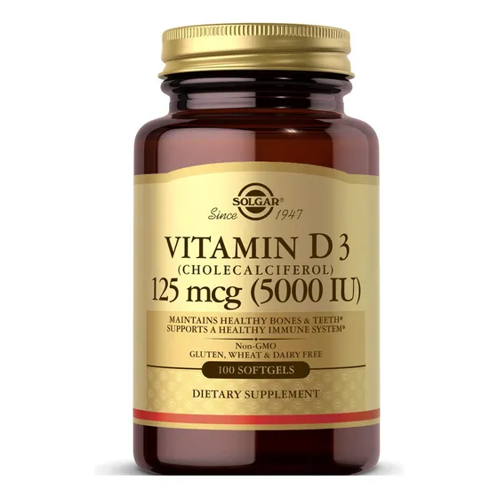 Vitamina D3 Solgar 5000 Ui 125 Mcg 100 Cápsulas Blandas