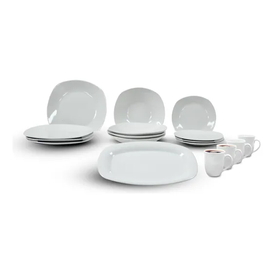 Juego De Vajilla De 17 Pzas Blanco Sujoya