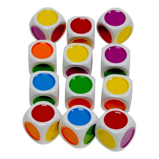 Nuevos Dados De 6 Caras Con Puntos De Color _ Paquete De 12