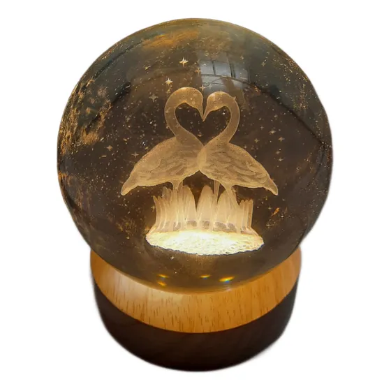 Esfera De Cristal 3d Lampara Led Usb Luz De Noche 6cm Varios