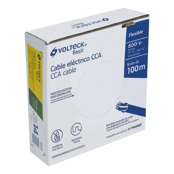Cable Eléctrico Cal 14 Alucobre 100 M Verde Volteck CCA-14V