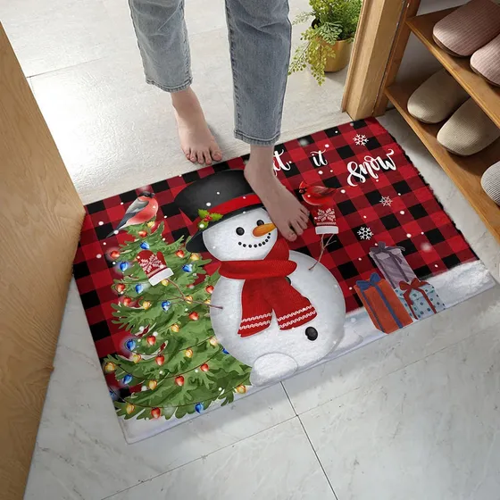 Felpudo Interior Para Puerta Delantera Diseño Muñeco Nieve X