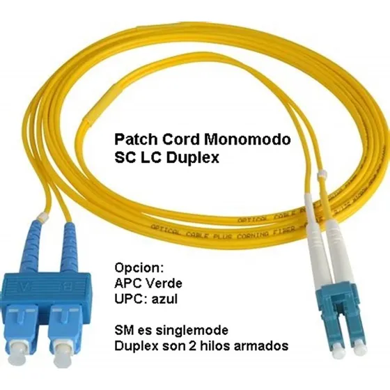 Patch Cord Fo Sm Lc/upc  Azul Sc/apc Verde 2m Duplex Cruzado