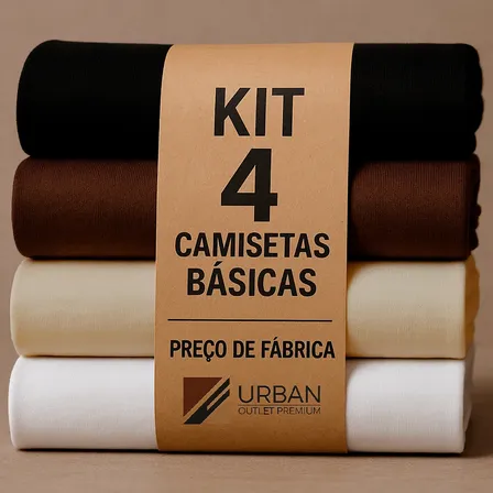 Camiseta Básica Lisa Kit 4 Unidades Camisa Algodão Masculina Multicolorido Lisa M Liso