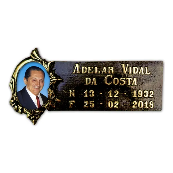 Placa Para Tumulo Lapide Jazigo Em Bronze Com Foto 8x10