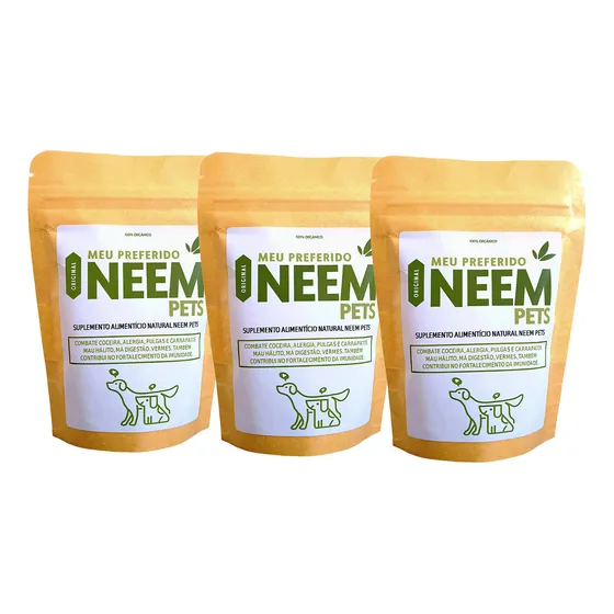 Combo 3 Packs Suplementos Neem Pets 100% Natural E Original