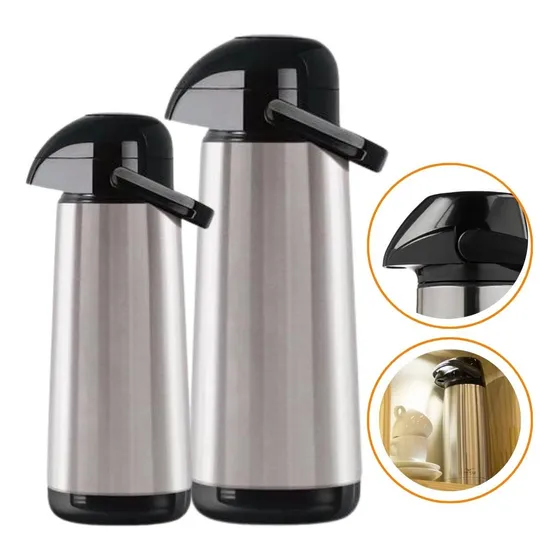 Kit 2 Garrafas Térmicas Inox Café Leite Chá Invicta 1,8l+1l