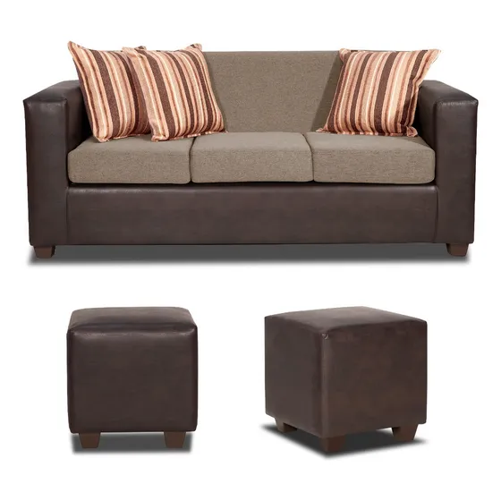 Living Invictus 3 Cuerpos + 2 Pouf  Tela-pu Innovamuebles