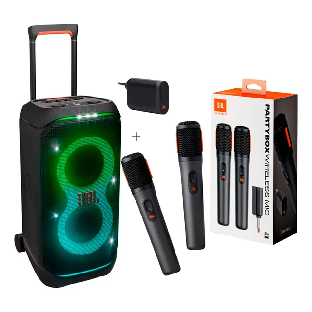 Kit Karaoke Jbl Partybox Stage 320 Com Par De Microfone Jbl