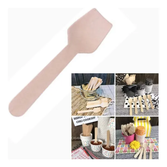 Cucharas Desechables Madera Bambú Helados Gourmet Chef 60und