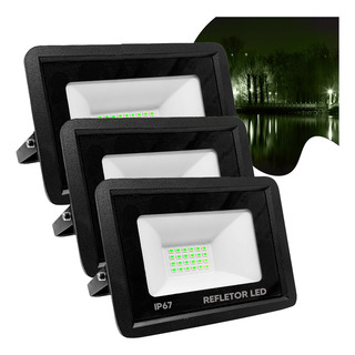Kit 3 Refletores Pro Led 50w Cor Da Luz Verde 127/220v Ip67 Carcaça Preta Biribio Refletor Led 116 Kit 3 Refletores Pro Led 50w Cor Da Luz Verde 127/220v Ip67 Carcaça Preta Biribio Refletor Led 116