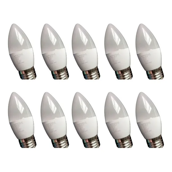 Pack X10 Lámparas Led Foco Tipo Vela 5w Cálida E27 Yark Rex Luz Blanco Cálido
