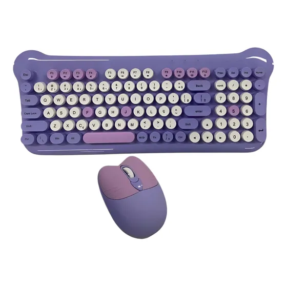 Kit Teclado E Mouse Mecanico Gatinho Switch Sem Fio