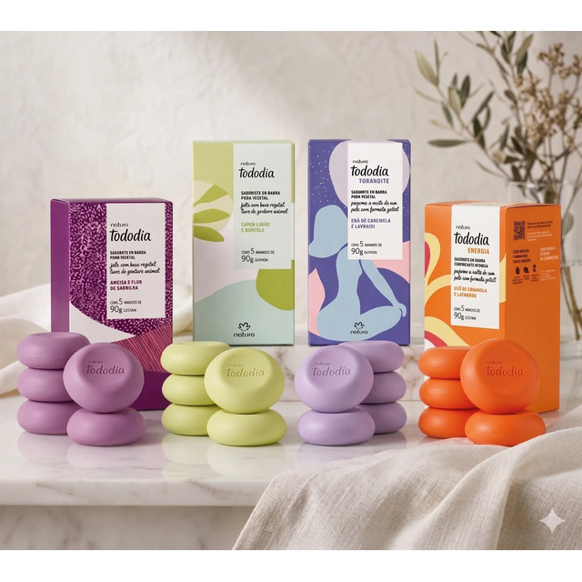 Kit 4 Caixas Sabonete Tododia: 1 Ameixa + 1 Todanoite + 1 Capim Limão + 1 Energia