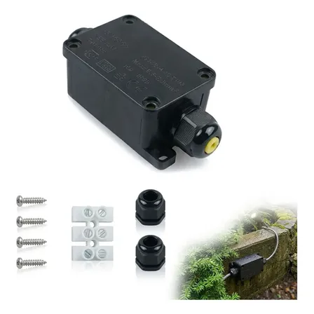 Caixa Eletrica Prova Dagua Impermeavel Hermética Micro De Passagem Plastica Gambiarra Ip66 Grande 450v 24a 96x35x20mm Holofote Jardim Entrada De Cabo Estanque 2 Vias Preto