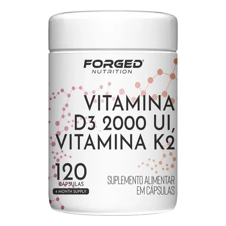 Vitamina D3 2000IU + K2 Menaquinona-7 - Máxima Absorção - 120 Cápsulas - Forged