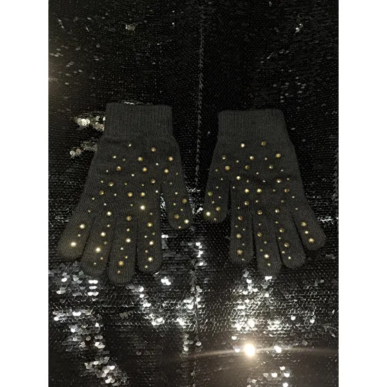 Guantes H&m Original Brillantes Negros Invierno Nuevos
