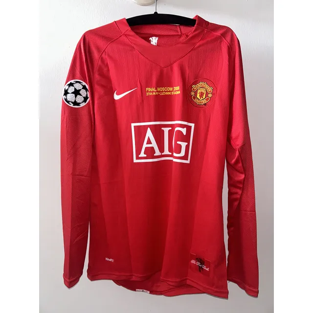 Camiseta Retro Manchester United 2008 Manga Larga