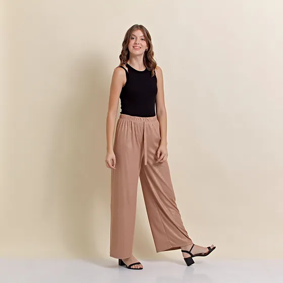 Pantalón Palazzo Marrón Mujer Morley Brilloso Lauper Sport