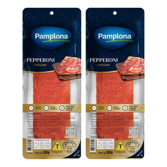 2 X Salame Pepperoni Fatiado Pamplona 100g