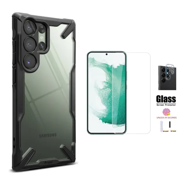 Para S23 Ultra Case-funda Ringke Fusion X Negro Con Vidrios