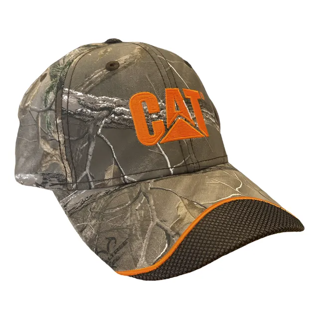 Caterpillar, Gorra De Visera Café Verde Camo Sport Naranja