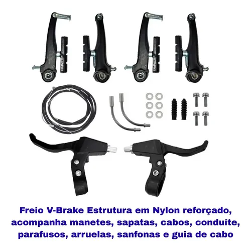 Kit Freio V-brake Traseiro Shimano Dxr + Manete Bmx Cross