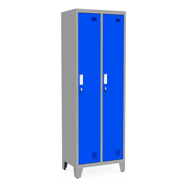 Guardarropas Locker Prontometal 2 Puertas Enteras Metálico Color Gris/azul