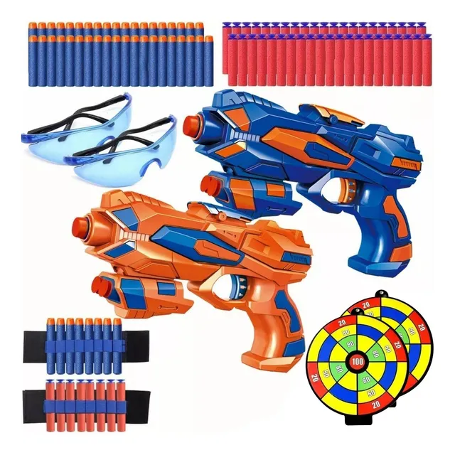 2 Pistola Juguete Con 60 Dardos Compatible Nerf Para Niños