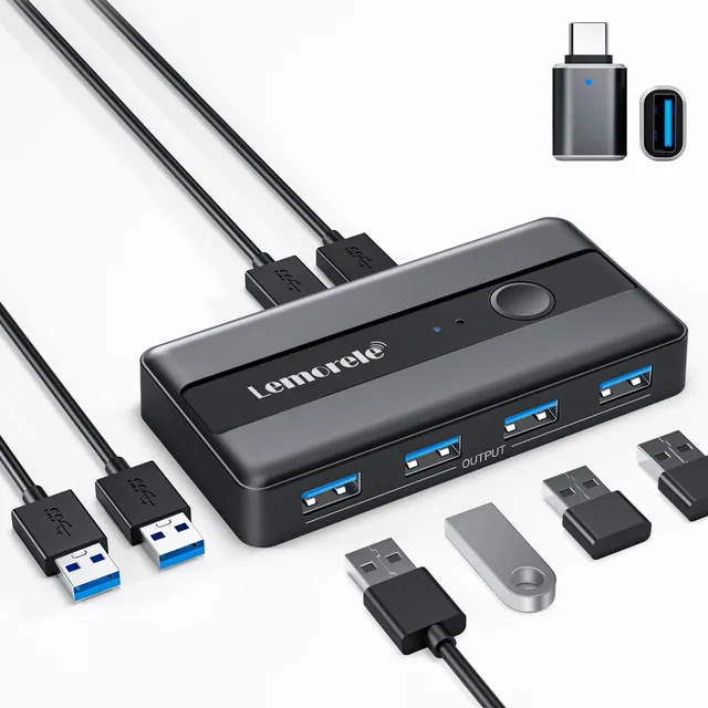 Lemorele Usb Hub Switch 3.0 4 Puertos 2entradas Y4 Salidas